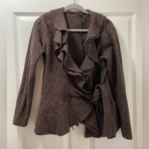 Unique Marina Luna 100% Wool Jacket Medium Inside and Outside Ties Winter Weight - Picture 1 of 7